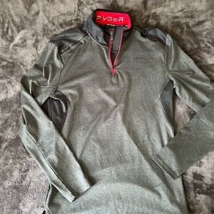 Spyder Active Gray and Red Quarter-Zip Pullover